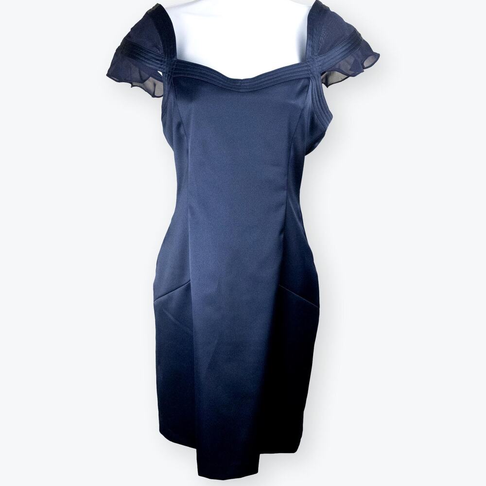 Cenia NY Navy Blue Sheath Dress with Flutter Sleeves 6